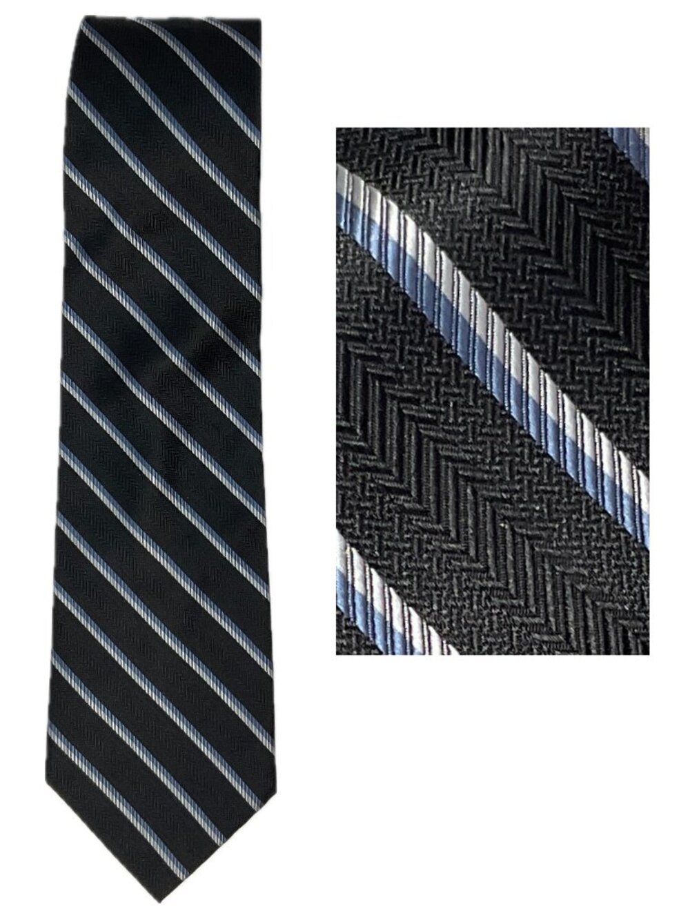 Meyer-Mueller Goodman Co Classic Stripe Black & Blue Mens Tie